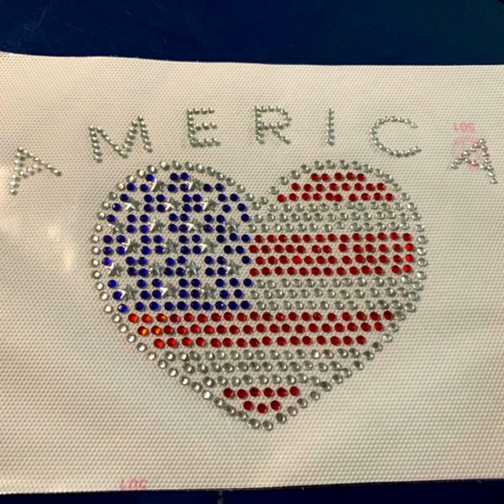 Iron On Rhinestone Transfer Decal America USA Flag